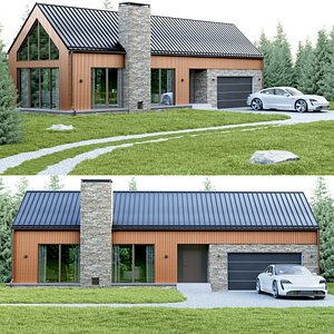 Exterior scene of a country house 3D model model