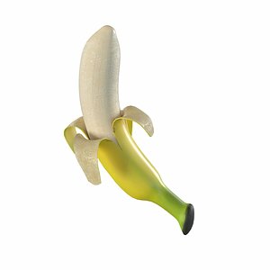 Banana half peeled PBR 3D model