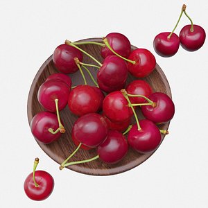 3D Cherries in a Bowl
