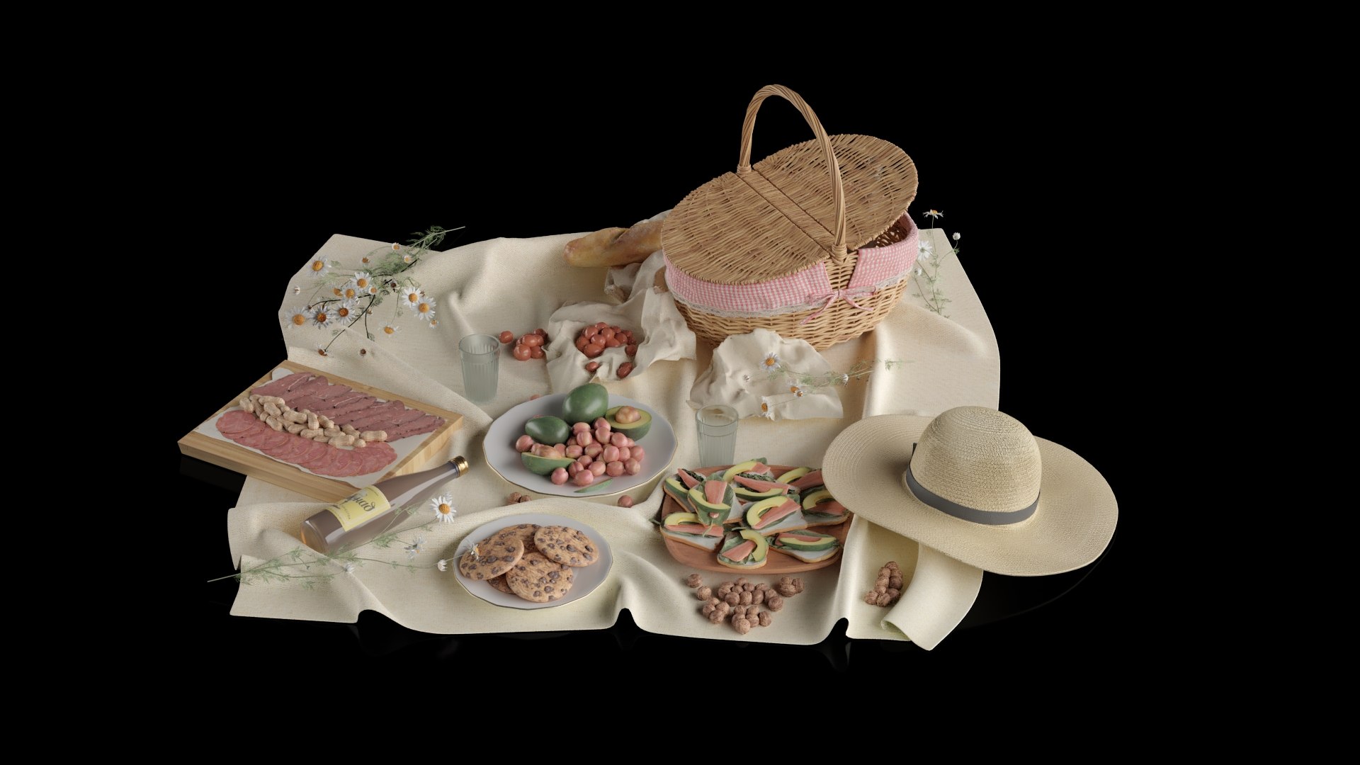 Picnic Food And Hat 3D model https://p.turbosquid.com/ts-thumb/LI/kRg1Zz/o5/5/jpg/1744570196/1920x1080/fit_q87/c138230ce52a2c2cdf0640540ef6a94be673c80a/5.jpg