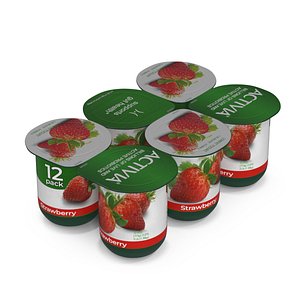 3D model Activia Strawberry Yogurt 6 Cups
