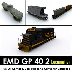 3D EMD GP40 with Cargo Carriages