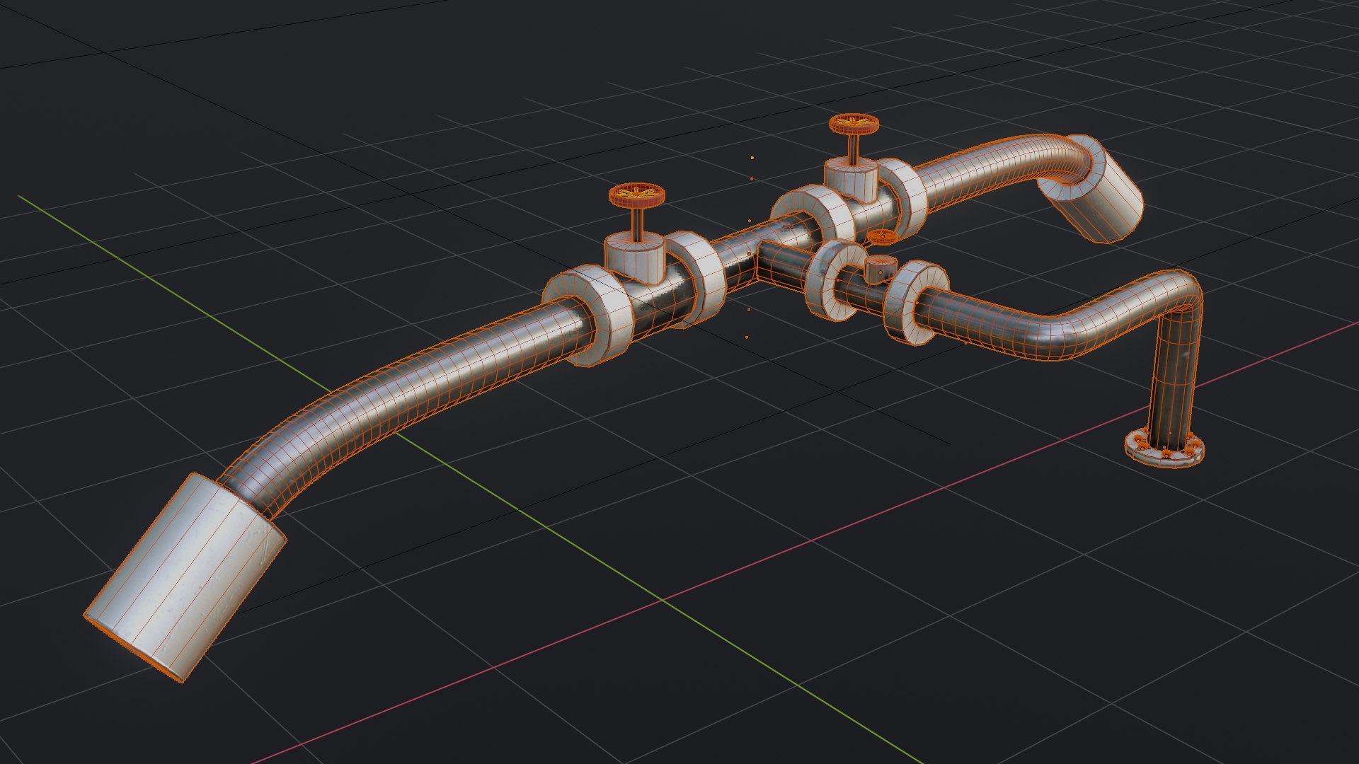 3D Industrial Pipes Assembly Pack Low-poly 3D Model 3D Model Model ...