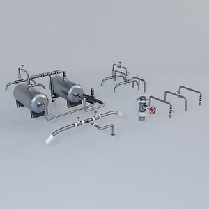 3D Industrial pipes assembly pack Low-poly 3D model 3D model model