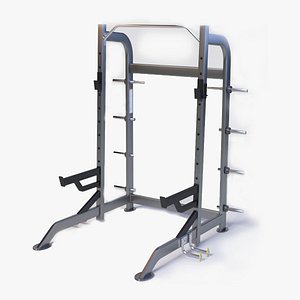 3D Half Rack with Plate Holders High-Quality 3D Gym Equipment Model