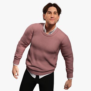 3D Realistic Modern Male Character in Pink Sweater model