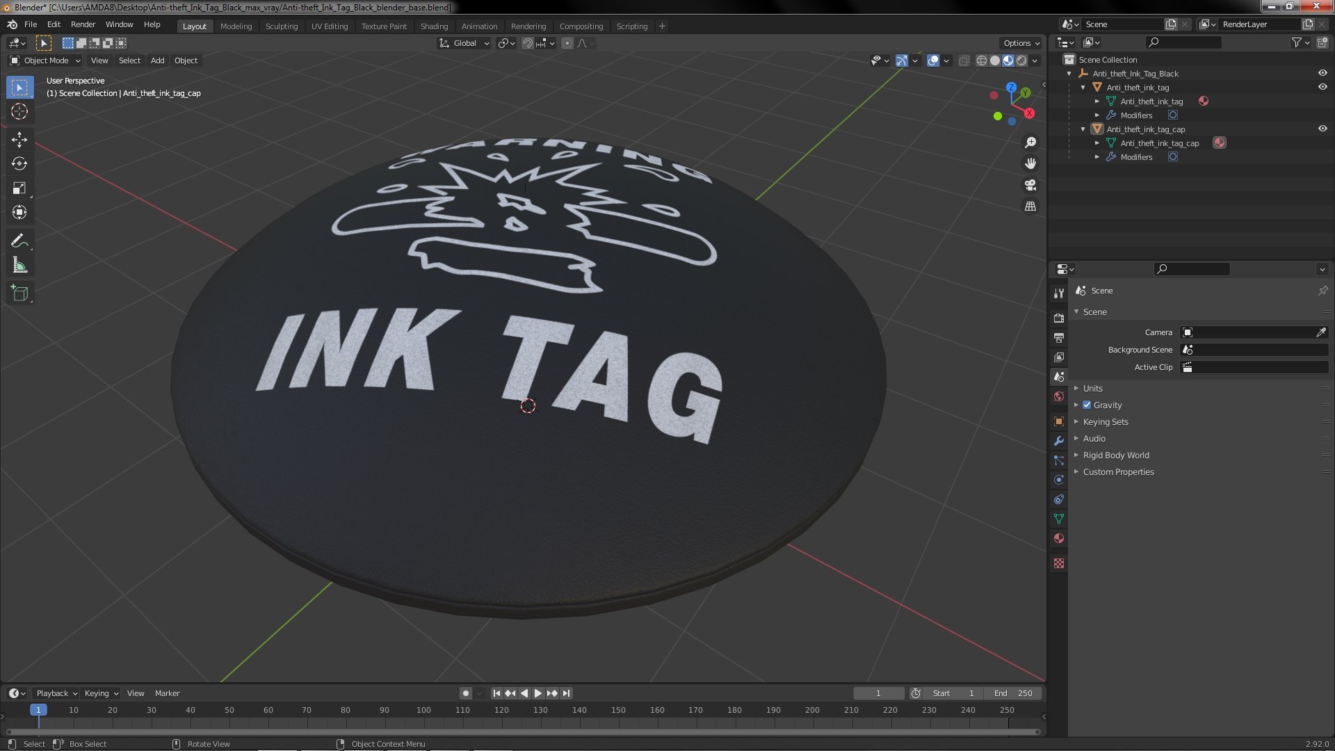 Anti-theft Ink Tag Black 3D Model - TurboSquid 1996837