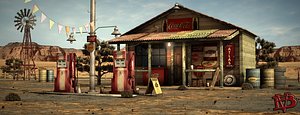 3ds max desert gas station