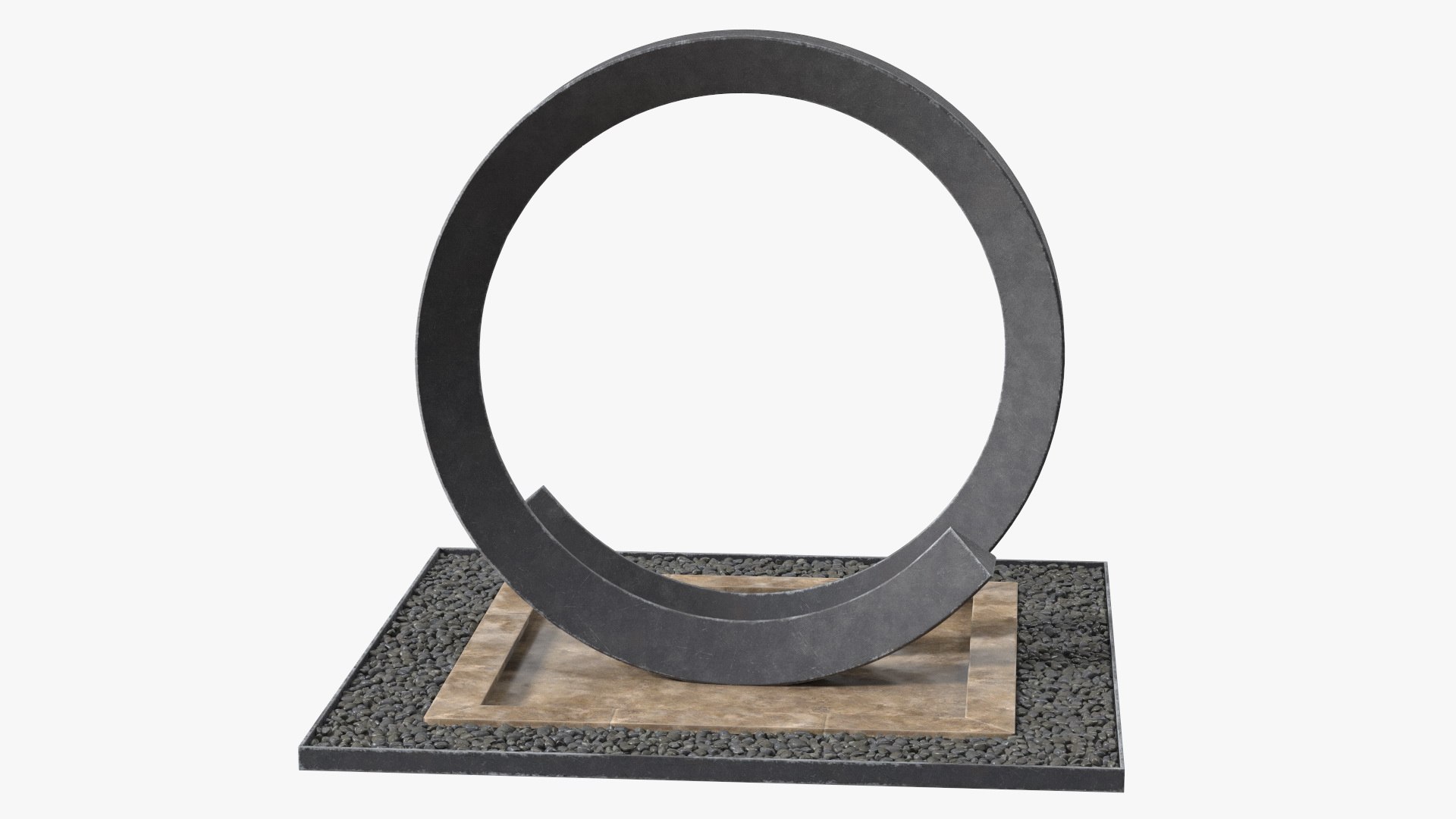 Circle Garden Fountain No Water 3D model preview
