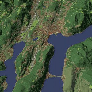 3D Lugano Switzerland - city and urban