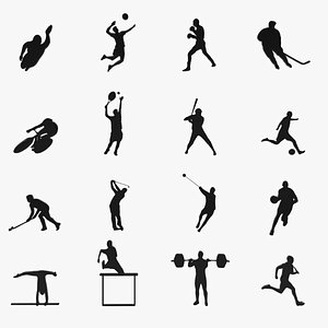 3D Sport Black Silhouettes