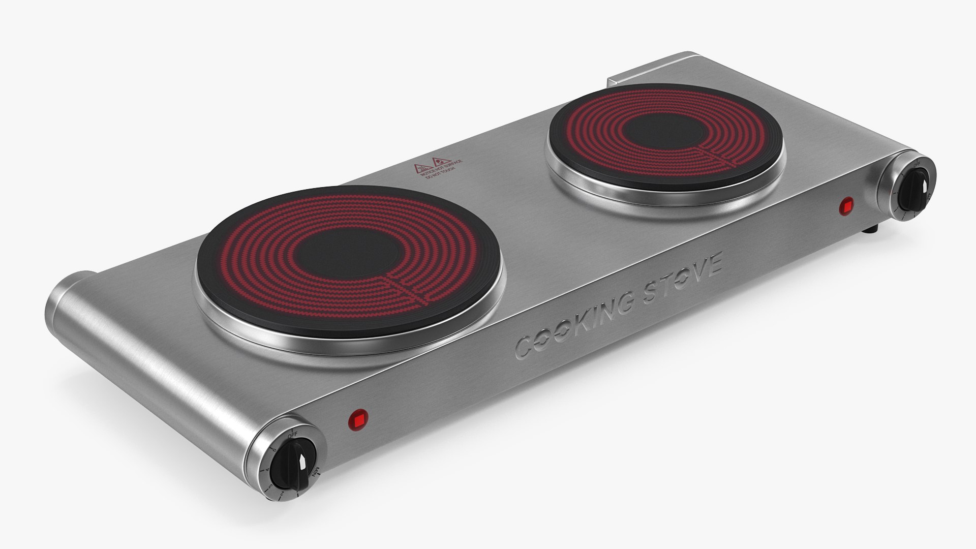Double Electric Cooking Stove Switched On 3D model preview