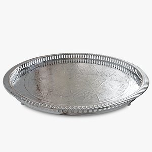 3D Moroccan Silver Serving Tray model