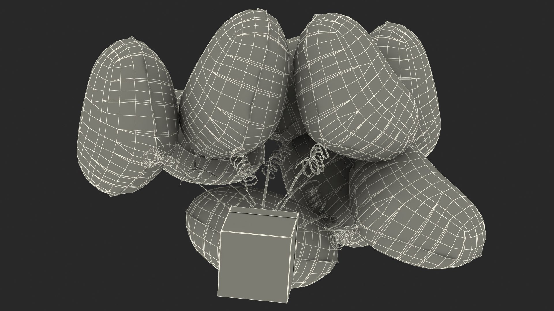 3D Bouquet of Red Heart Balloons with Gift Box - TurboSquid 1815015