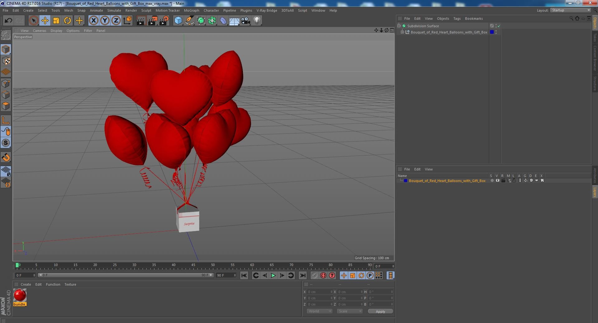3D Bouquet of Red Heart Balloons with Gift Box - TurboSquid 1815015