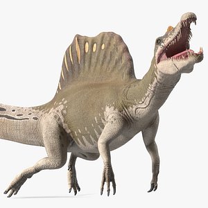 Spinosaurus Dinosaur Yellow Swimming Pose 3D model