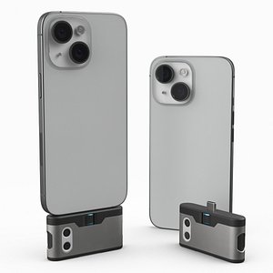 3D model Dual Lens Thermal Sensor Mounted on Phone Grey