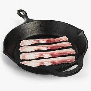 Fresh Bacon on Frying Pan