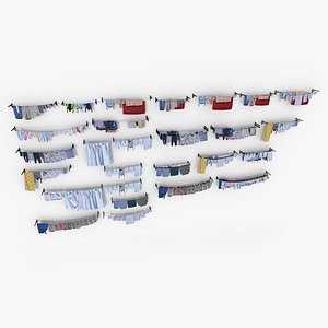 3D Clothes hanging on a clothesline