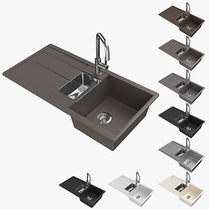 3D Sink Bianco Metra 6 with Jandora S Faucet