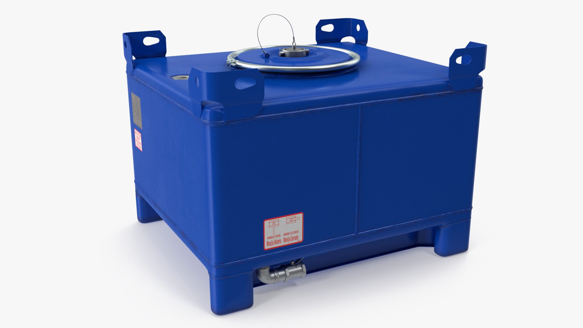 Stainless Steel IBC Tote Tank 120gal Blue 3D model preview