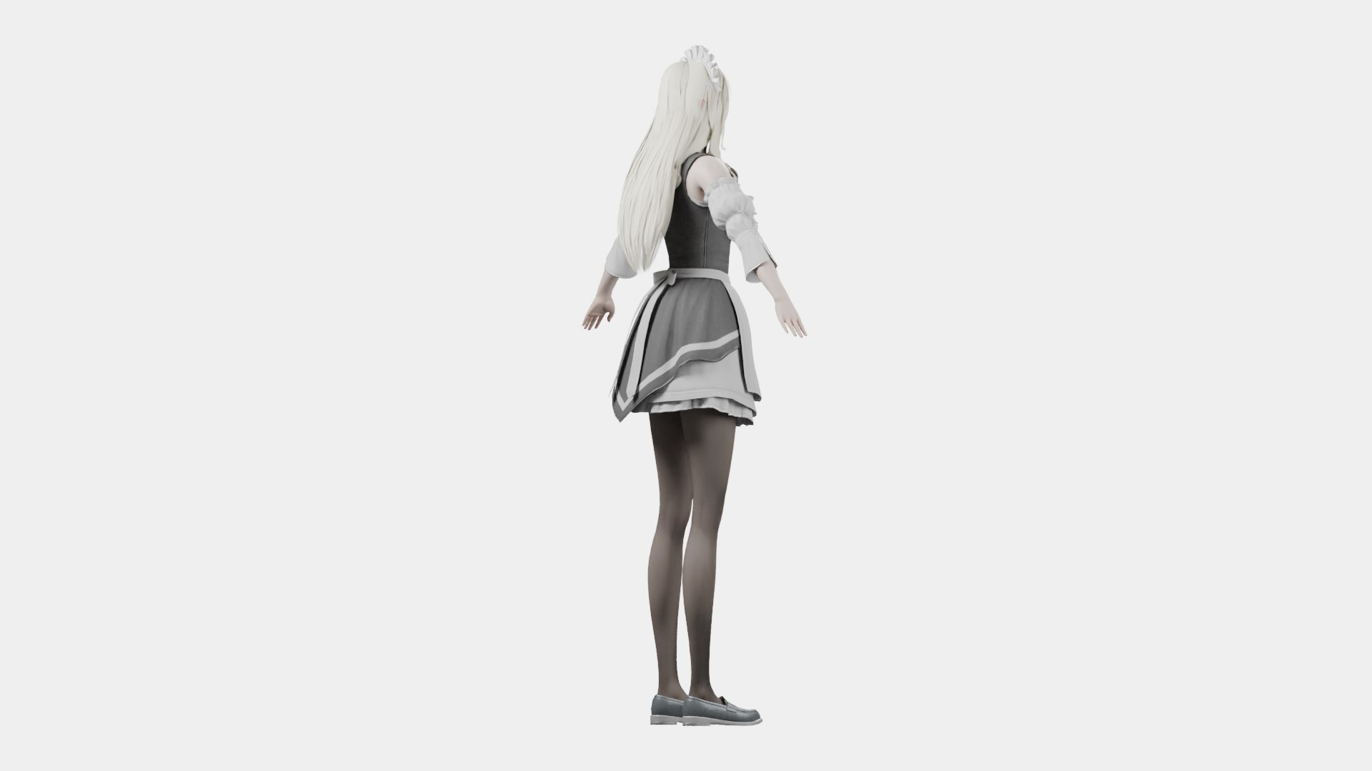 3D White Hair Elf Maid Rigged Female Character - TurboSquid 2639613