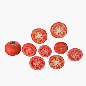 Fresh Tomato with Slices 3D model