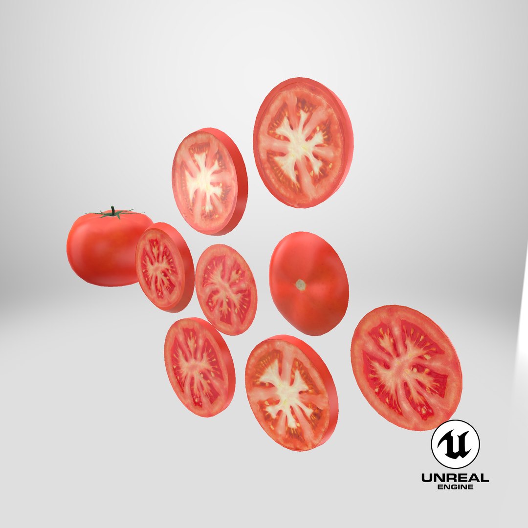 Fresh Tomato with Slices 3D model https://p.turbosquid.com/ts-thumb/LJ/yQYEiT/kl/stemcell_unreal_render/png/1735061378/1920x1080/fit_q87/ac012b75e510ba3389f75ca0d595561d5fca3ee2/stemcell_unreal_render.jpg