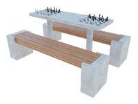 MESA RETANGULAR COM BANQUETAS AMARO ME 410  GOLONI XADREZ