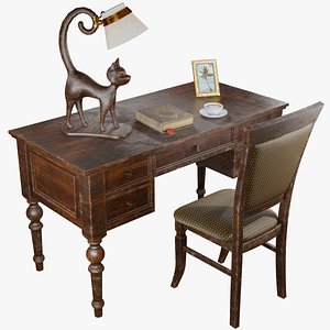 3D model Vintage Desk and Chair Dedov Posledniy with Legacy