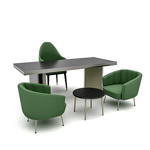 3D The classic office desk and chair Low-poly