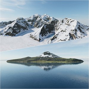 Extreme Environments Denali Snowy Summit + Volcano Island PBR Landscapes