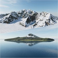 Extreme Environments Denali Snowy Summit + Volcano Island PBR Landscapes