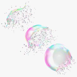 Soap Bubble Burst Stages Collection 3D