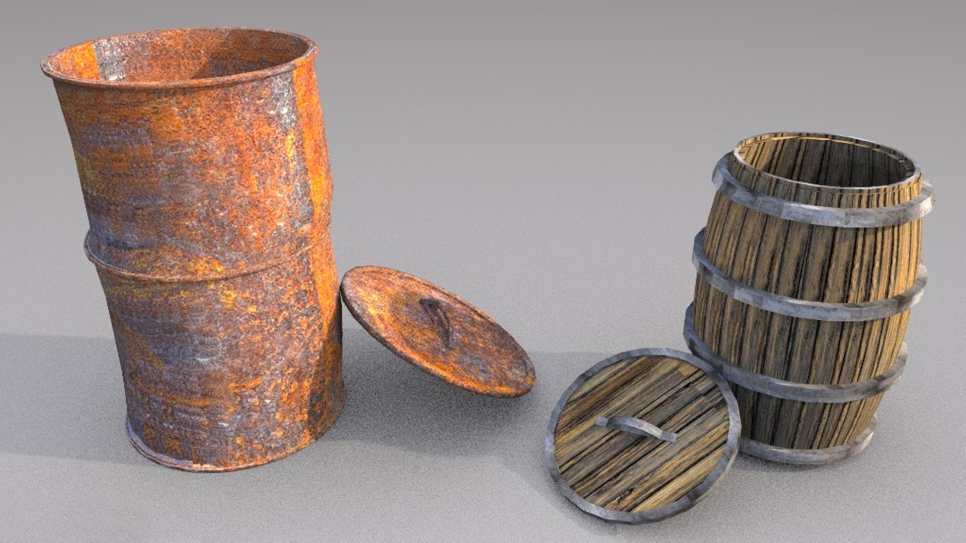 3D Two Type Barrels Model - TurboSquid 2031441