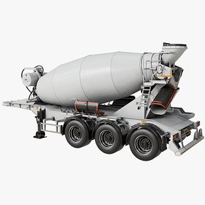 3D Cement Mixer Trailer Rigged All PBR Unity UE Textures