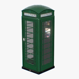 Green English Telephone Box K6 3D model