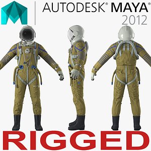 Space Suit Strizh with SK-1 Helmet Rigged for Maya