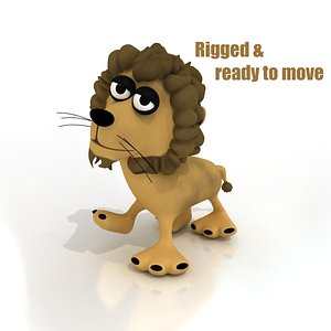 cartoon lion rigged 3d model