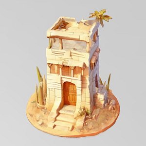 Ancient Egypt House - Type 1  chibi cartoon cel shading style