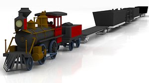 Steam Train and Caboose 3D