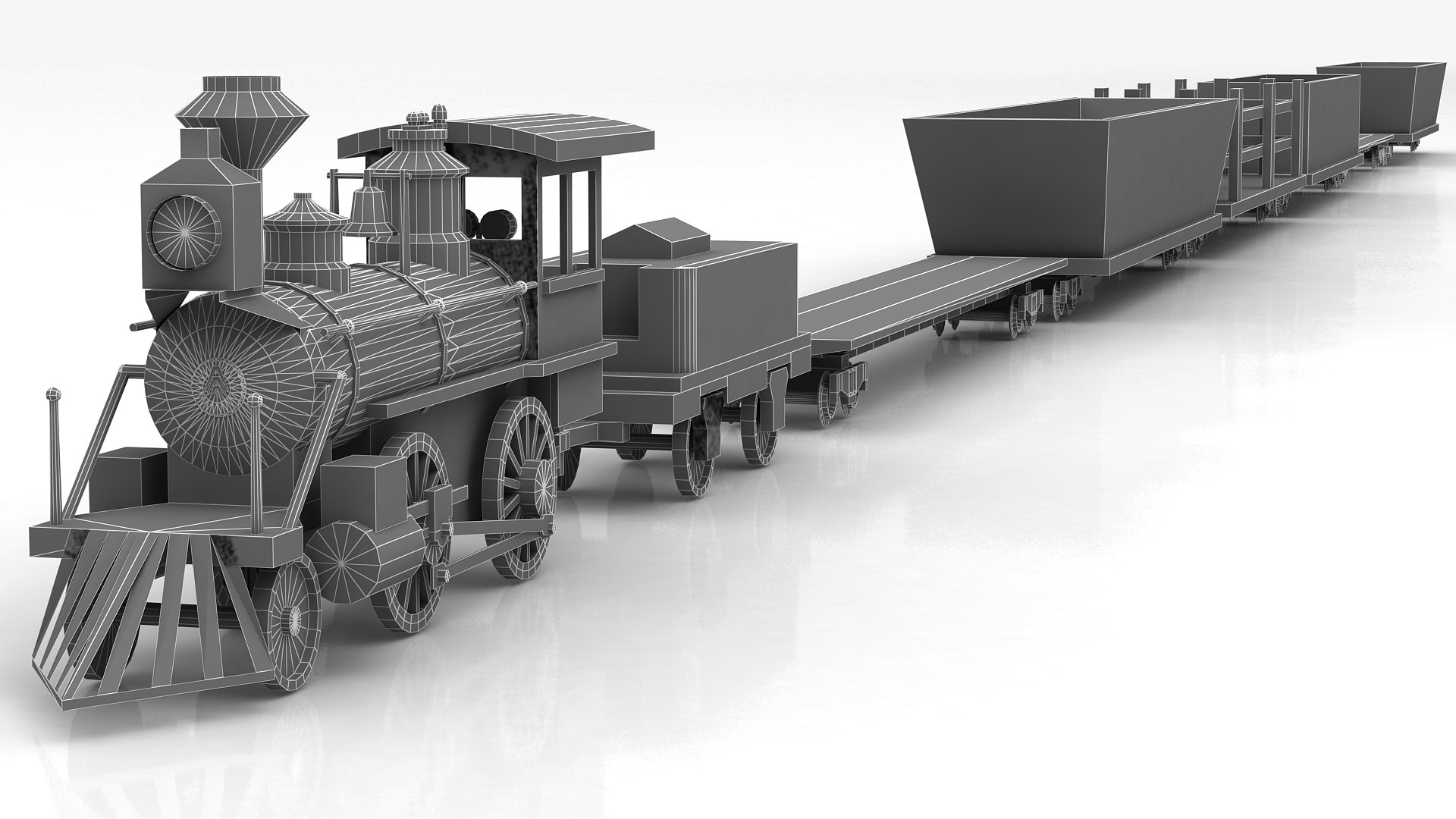 Steam Train And Caboose 3D - TurboSquid 1953945