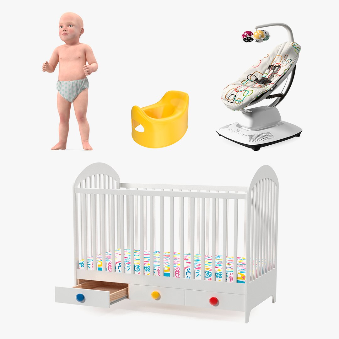 Baby Boy with Child Accessories Collection 4 3D model preview