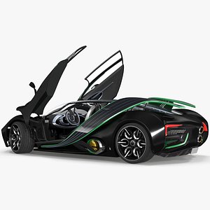 3D Future Racing Car Black Rigged for Cinema 4D model