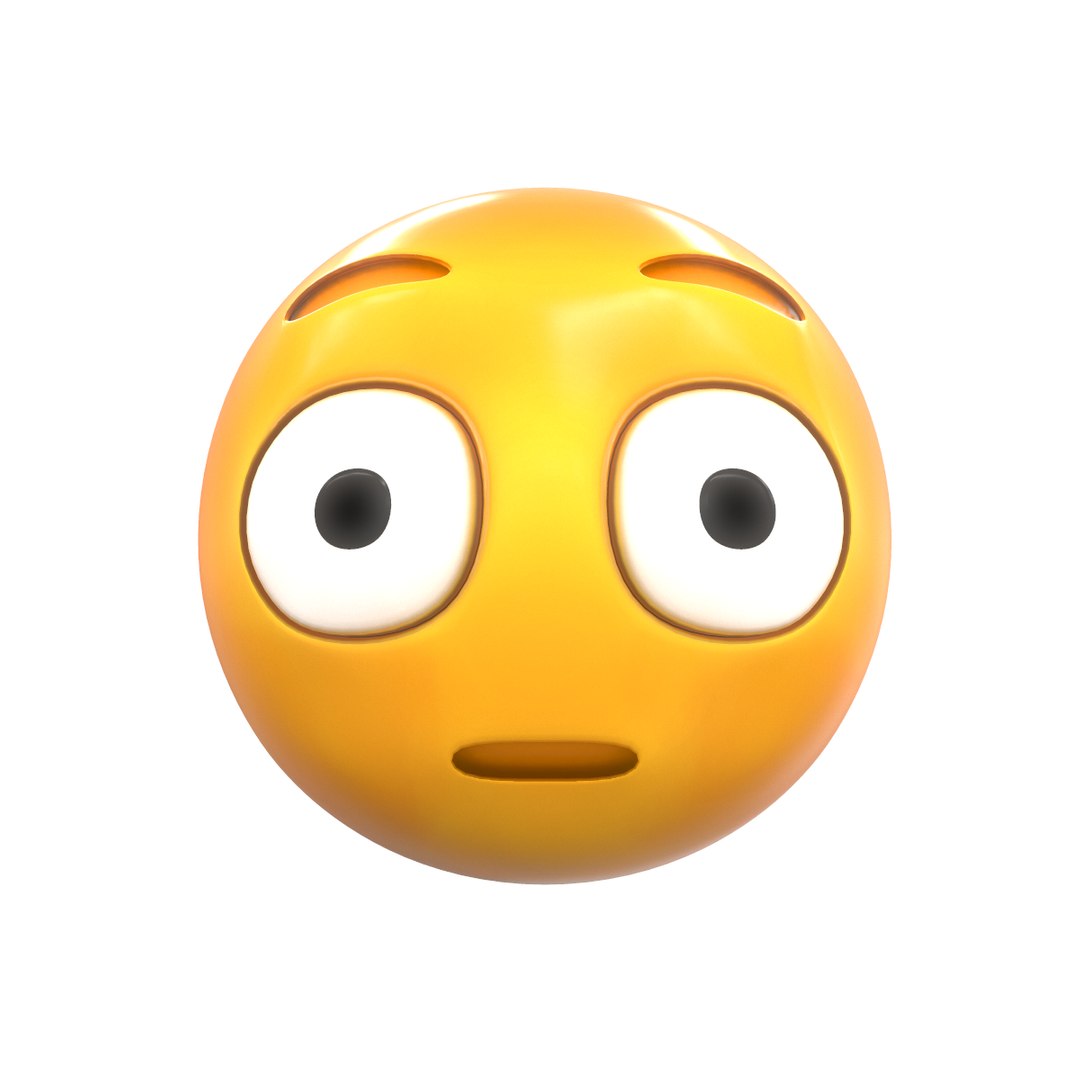 D Emoji Flushed Face Model Turbosquid