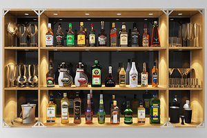3D bar set whiskey rum