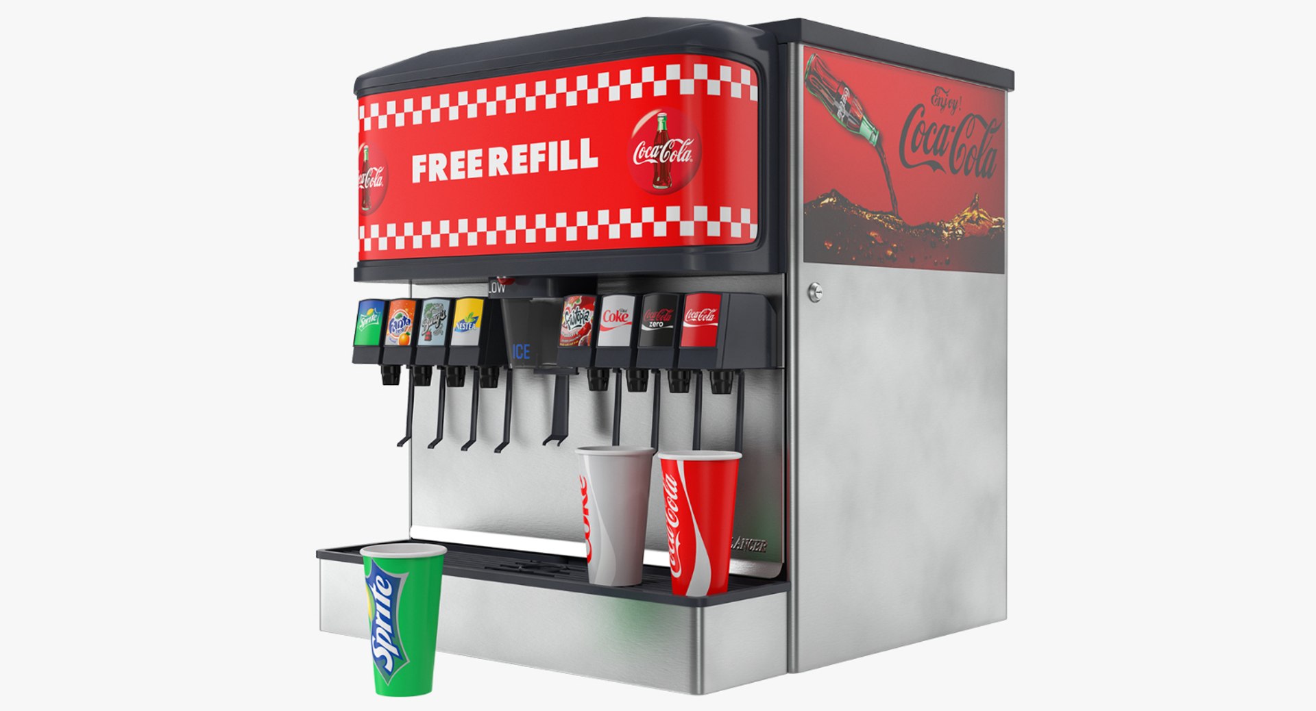 Soda Fountain Dispenser 3D model preview