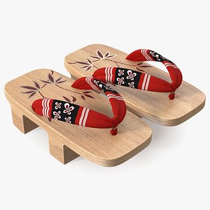 Light Geta Traditional Japanese Clogs 3D model