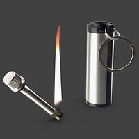 Permanent Lighter in Open State with Visible Wick and Flame