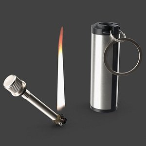 Permanent Lighter in Open State with Visible Wick and Flame